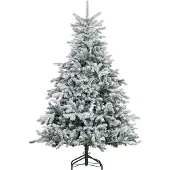 Slyrun Weihnachtsbaum 180 cm Kunstschnee flammhemmend Metallbasis schneller Aufbau