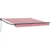 vidaXL Ausziehbare Markise Rot und Weiß 350 x 250 cm