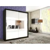 Fun Moebel Schiebetürenschrank Schrank EMIL Wenge / Weiss + Weissglas 180x200 cm