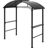 Welikera Grillpavillon, 2 Seitenablagen, Haken, Stahlrahmen, 1,1 x 2,3m, Dunkelgrau