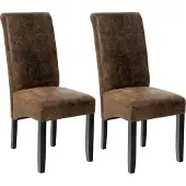 TecTake Esszimmerstuhl, ergonomisch, 2er Set, Kunstlederbezug, gepolstert, hohe Rückenlehne, 44 x 63 x 106 cm, in antikbraun