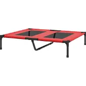 Slyrun Hundebett, Hundeliege, robust, erhöht & wetterfest, bis 50 kg, 92x76x18cm, Rot