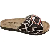 Rohde Pantolette "Rodigo Giraffe", Damen, Gr. 40, Textil, braun (mokka, creme), Schuhe Pantolette, Sommerschuh, Urlaubsschuh mit Kuhfell-Print