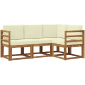 vidaXL Outdoor-Sofagarnitur 4 stk. Natur und Creme