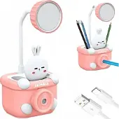 Retoo Kinderschreibtisch-Nachtlampe Hase Mit Schulorganisator