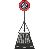 MonsterShop Tragbares Dart-Set 46 cm Durchmesser mit LED-Ringlicht, selbstheilendem Surround, Dreibeinstativ und 6 Darts