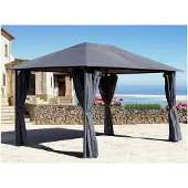 Markenlos Metall Gartenpavillon 3x4m Grau mit 4 Seitenwänden