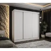 Caspian24 Schwebetürenschrank 3-türig 220x205 cm Weiß – Moderner Kleiderschrank für Schlafzimmer und Flur