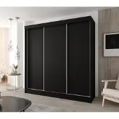 Caspian24 Schwebetürenschrank 3-türig 240x205 cm schwarz – Moderner Kleiderschrank für Schlafzimmer und Flur