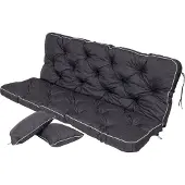 TexDeko Bankauflage mit Rückenlehne für Hollywoodschaukel wasserabweisend UV-beständig, 180x50x56cm, Schwarz