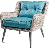 TexDeko Loungekissen Gartenpolster Set mit Rückenkissen für Rattanmöbel Wasserabweisend 45x45x12cm + 45x40x12cm (Aqua)