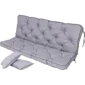 TexDeko Bankauflage mit Rückenlehne für Hollywoodschaukel wasserabweisend UV-beständig, 180x50x56cm, Hell-Grau