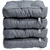 TexDeko 4er Pack Loungekissen Gartenpolster für Rattanmöbel UV-Schutz & Wasserabweisend 50x50x12 cm (Grau)