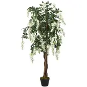 Furnicato Glyzinienbaum Künstlich 840 Blätter 150 cm Grün und Weiß