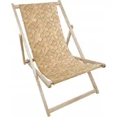 AllBags Liegestuhl klappbar aus Holz mit Flechtmuster – Klappstuhl Klappliege Sonnenstuhl Strandstuhl Gartenliege