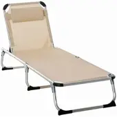 Furnicato Sonnenliege Faltbar Mit Kopfkissen 4-stufig Verstellbar Beige