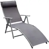 Furnicato Sonnenliege Klappbar Mit Kissen 7-fach Verstellbar Bis 165 Kg Grau