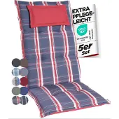 GARDISUN Hochlehner Auflagenkissen Polyester 6,5cm mit Kopfteil - Gartenstuhlauflage - Polsterkissen - EU