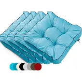 TexDeko 4er Pack Loungekissen Gartenpolster für Rattanmöbel UV-Schutz & Wasserabweisend 70x70x12 cm (Aqua)