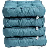 TexDeko 4er Pack Loungekissen Gartenpolster für Rattanmöbel UV-Schutz & Wasserabweisend 70x70x12 cm (Türkis)
