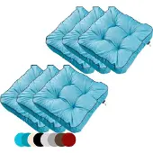TexDeko 6er Pack Loungekissen Gartenpolster für Rattanmöbel UV-Schutz & Wasserabweisend 45x45x12 cm (Aqua)