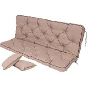 TexDeko Bankauflage mit Rückenlehne für Hollywoodschaukel wasserabweisend UV-beständig, 170x50x56cm, Taupe