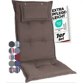 GARDISUN Hochlehner Auflagenkissen Polyester 6,5cm mit Kopfteil - Gartenstuhlauflage - Polsterkissen - EU