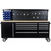 Luxtom | Werkbank mit Lochwand, 148x52x213cm, Werkstatttisch, Arbeitstisch, Werkstattwagen, Werkzeugwagen, Mobiler Arbeitstisch