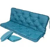 TexDeko Bankauflage mit Rückenlehne für Hollywoodschaukel wasserabweisend UV-beständig, 130x50x56cm, Aqua