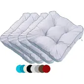 TexDeko 4er Pack Loungekissen Gartenpolster für Rattanmöbel UV-Schutz & Wasserabweisend 45x45x12 cm (Hell-Grau)