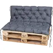 TexDeko Garden Palettenauflage 120x60cm mit Rückenlehne UV-beständig Grau