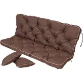 TexDeko Bankauflage mit Rückenlehne für Hollywoodschaukel wasserabweisend UV-beständig, 110x50x56cm, Braun