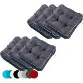TexDeko 6er Pack Loungekissen Gartenpolster für Rattanmöbel UV-Schutz & Wasserabweisend 70x70x12 cm (Schwarz)