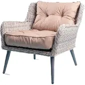TexDeko Loungekissen Gartenpolster Set mit Rückenkissen für Rattanmöbel Wasserabweisend 70x70x12cm + 70x40x12cm (Taupe)