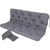 TexDeko Bankauflage mit Rückenlehne für Hollywoodschaukel wasserabweisend UV-beständig, 170x50x56cm, Grau
