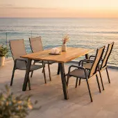 CLEMENTO Kettler Cirrus Gartenmöbel-Set 5tlg. mit 180x100cm Tisch