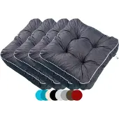 TexDeko 4er Pack Loungekissen Gartenpolster für Rattanmöbel UV-Schutz & Wasserabweisend 70x70x12 cm (Schwarz)