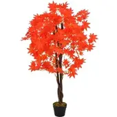 Furnicato Künstliche Pflanze Ahornbaum mit Topf Rot 120 cm