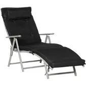 Furnicato Sonnenliege Klappbar Mit Kopfkissen 7-fach Verstellbar Schwarz