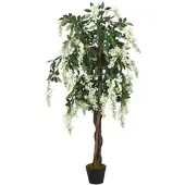 Furnicato Glyzinienbaum Künstlich 1260 Blätter 180 cm Grün und Weiß