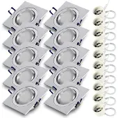 RADAM 10x Einbauspot SET RIK.13 schwenkbar aluminium eckig GU10 7W warmweiss