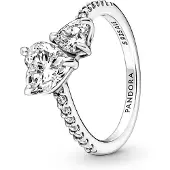 Pandora 191198C01 Silberring für Damen Funkelnde Herzen Solitär