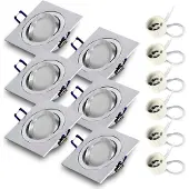 RADAM 6x Einbauspot SET RIK.13 schwenkbar aluminium eckig GU10 7W warmweiss