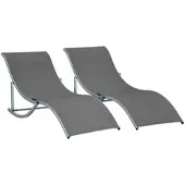 Furnicato 2er Set Sonnenliege Gartenliegen Stoffliege Aluminium 165x61x63 Cm Dunkelgrau