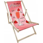 AllBags Liegestuhl klappbar aus Holz mit Strawberry-Mimosa Motiv – Klappstuhl Klappliege Sonnenstuhl Strandstuhl Gartenliege