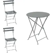 Fermob Bistro Balkonmöbel-Set 3tlg. Stahl/Klappbar Tisch 60cm Rund