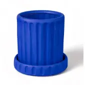 Seletti Magna Graecia Dorico Vase w/Saucer Blau - , Blau, Stein