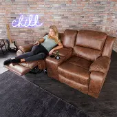 Riess 2er Kinosessel HOLLYWOOD antik braun mit Liegefunktion und Getränkehalter