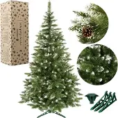 Springos Künstlicher Weihnachtsbaum Diamantkiefer Kunstschnee echte Zapfen 200 cm