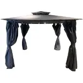 Ebuy24 Pavillon 4.0x2.67m, grau-schwarz, mit integriertem Moskitonetz, Sonnenschutz